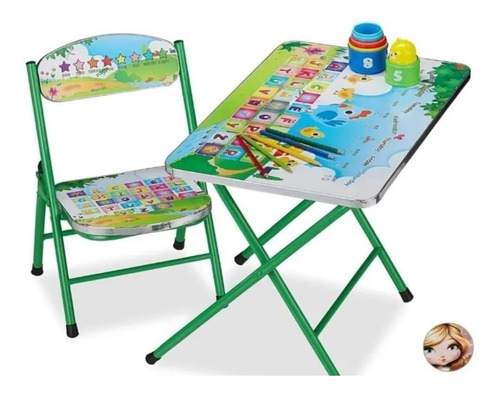 Set Escritorio- Mesa + Silla Plegable De Niños