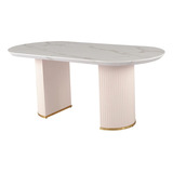 Brüm - Mesa De Comedor Dubrovnik Blanca 180cm Cerámica Y Mdf