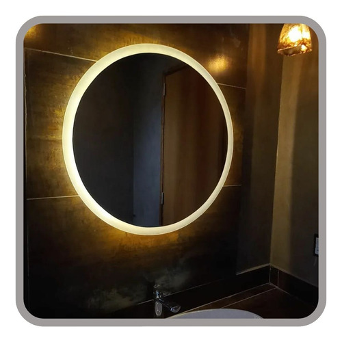 Espejo Redondo Luz Led Baño 40cm Moderno De Borde Esmerilado