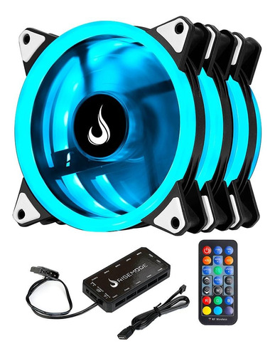 Kit Com 3 Fans Cooler Rgb 12v Rise Mode Smart Rgb