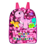 Mochila Escolar Infantil Creche Dinossauro Pink