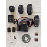  Kit Canon Eos 7d Dslr Color  Negro Y Lentes 
