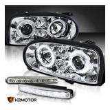 Chrome Fit 93-98 Vw Golf Mk3 Halo Projector Headlight+wh Kg1