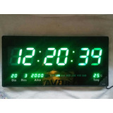 Reloj Electrónico De Led De Pared Verde 46 Cm