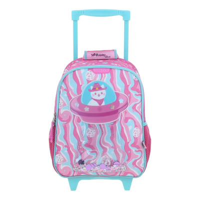 Mochila Happy Girl Ajua Kinder Con Carro Hg70162-p Color Rosa Estampado
