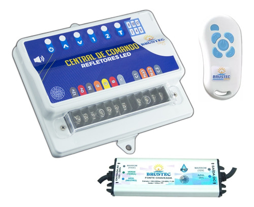 Central Comando Led Piscina Brustec Timer Auxiliar + Fonte3a