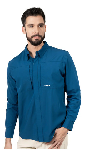 Camisa Pacífica Maja® Manga Larga Azul Marino Para Hombre | Meses sin interés