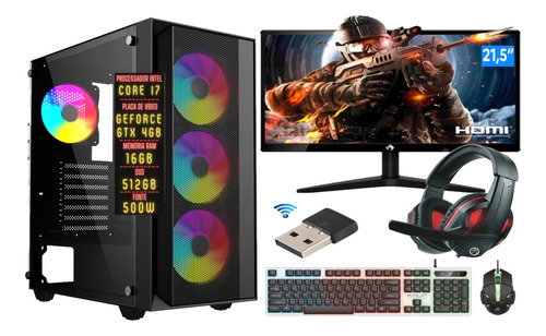 Pc Gamer I7 16gb Ssd 480gb Nvidia Gtx 1650 4gb +monitor 21,5