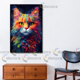 Cuadro Gatos Mascotas Michis Animales Canvas Abstract 60x90a