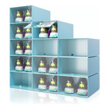 Caja Organizador De Zapatos Apilable Multiuso 12 Piezas Azul