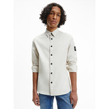 Camisa Monogram Badge Crema Calvin Klein Hombre