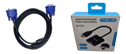 Kit Cabo Rgb + Adaptador Conversor De Hdmi Para Vga Vídeo