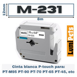 Cinta M-231 Para Rotuladora Brother Modelo Pt, 12mm X 8m