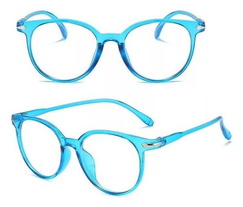 Gafas Monturas Marco Para Lente Formulado Unisex Moda Azul