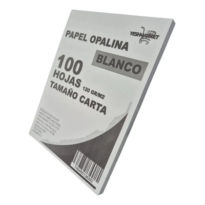 Papel Opalina Blanca 120 G Carta 100 Hojas Yesh Market Color Blanco | MercadoLibre