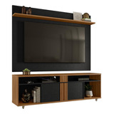 Conjunto Para Sala Rack Nt1290 E Painel Nt1305 P/tv Até 70'' Cor Freijo E Preto Tx