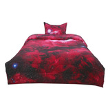 Uxcell Juego De Edredón Doble Galaxy Red Para Cama Individua