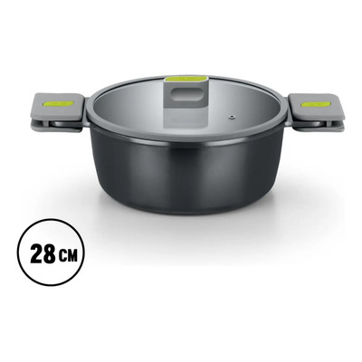 Cacerola Antiadherente Aluminio BRA Life 28 Cm Negro Inducción 5.7L | Envío gratis