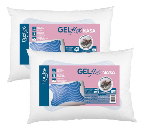 Kit 2 Travesseiros Gelflex Nasa Baixo Duoflex 