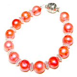 Pulsera Perla Cultivada Rojo Coral 10 Mm 