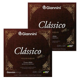 Kit 2 Encordoamento Violão Giannini Genwpm Nylon Média Cláss