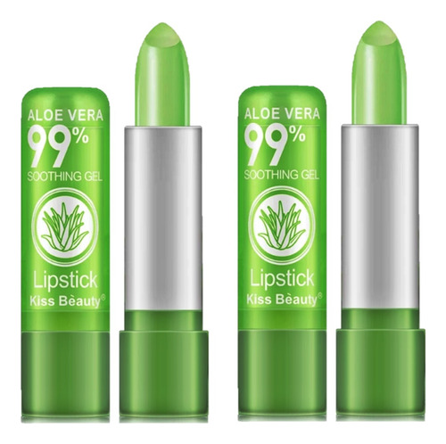 02 Batom Aloe Vera Muda Cor Hidratante 99% Lipstick 24hrs  