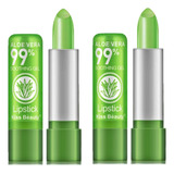 02 Batom Aloe Vera Muda Cor Hidratante 99% Lipstick 24hrs  