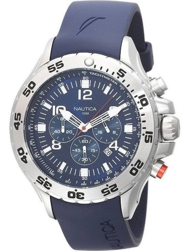 Reloj Hombre Nautica Nst N14555g Correa De Silicona Azul