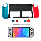 Protector Funda Silicona 7 En 1+ Vidrio Para Switch Oled