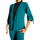 Conjunto Crep  (blazer 3/4 + Pantalon Tajo) Mujer