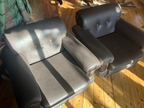 2 Sillones De 1 Cuerpo Cuero Vintage Perfecto Estado