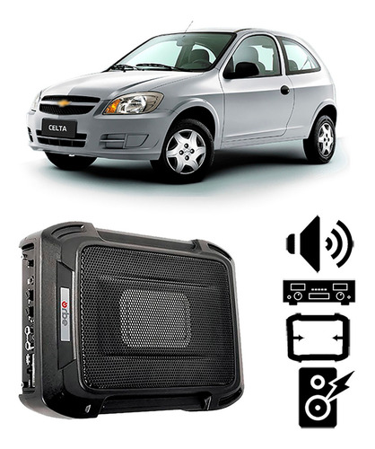 Caixa Slim Chevrolet Celta 2006 A 2011 350w Rms Amplificada