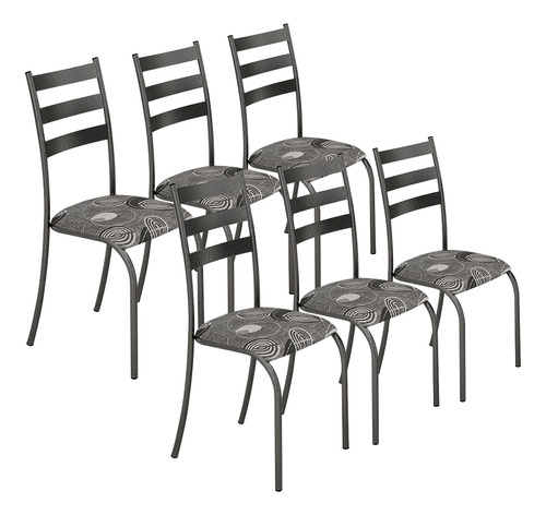 Jogo Conjunto Kit 6 Cadeiras Jantar Cozinha Estofada Aço