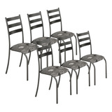 Jogo Conjunto Kit 6 Cadeiras Jantar Cozinha Estofada Aço
