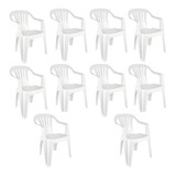 Kit 10 Cadeira De Plástico Bela Vista Branca C/ Braço - Mor