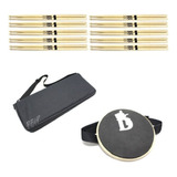 Baqueta Pro Fire 5b Kit 10 Pares Com Capa E Pad Estudo