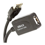 Kit C/ 10 - Cabos Extensor Amplificado Usb 2.0 - 20 Metros Cor Preto