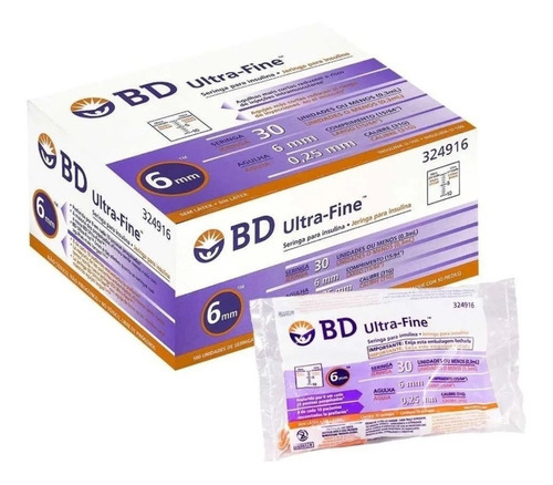 Bd Ultra Fine Jeringa De Insulina 0.3ml Aguja 31 G 6mm 100u