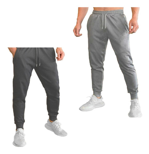 Pants Jogger Hombre Pack 2pzas Gris Y Gris Oxford