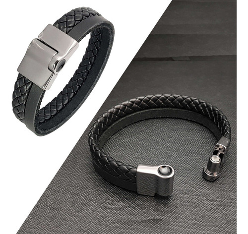 Pulseira Masculina Couro Legítimo Fecho Imã Grayson Premium