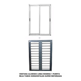 Puerta Balcon Aluminio 150x200 Modena Con Puerta Reja Tubo