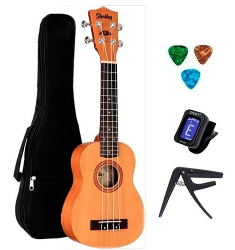 Ukulele Shelby Soprano+3 Palhetas+capa+capotraste+afinador