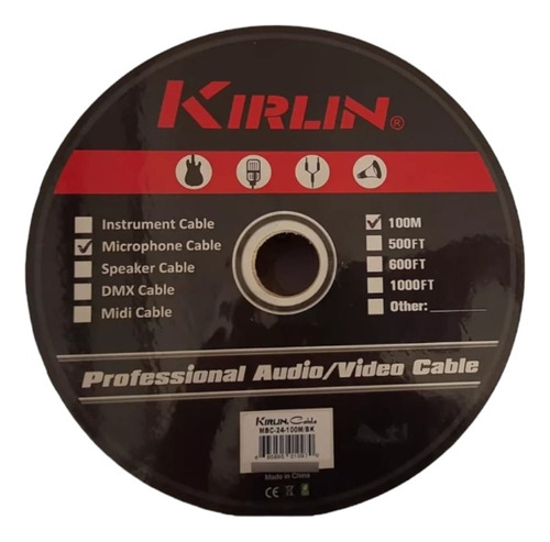 Cable Balanceado De Micrófono Kirlin Rollo 100mtrs.