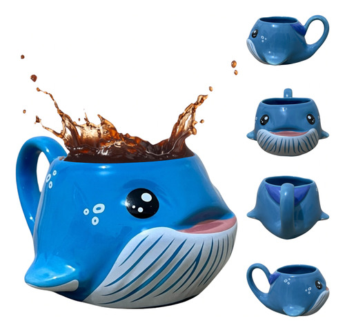 Caneca Baleia Orca 3d Peixe Xícara De Café Porcelana 300ml