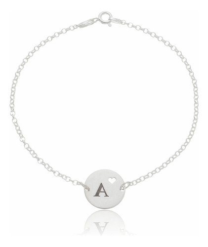 Pulseira Elos Personalizada Letra Inicial Nome Prata 925