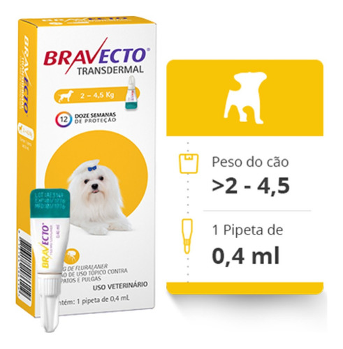 Antipulgas Bravecto Transdermal Cães 2a4.5kg Imediato