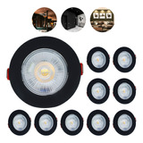 Kit 10 Spot Led Capa Preto 7w Direcionável Redondo Luz Forte