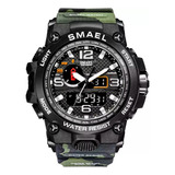Relógio Militar Masculino Digital Esportivo Smael 1545 Correia Verde Camuflado