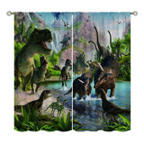 Cortinas Opacas De Dinosaurio 3d Para Decoración Del Hogar, 