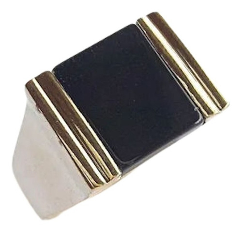 Anillo Plata Y Oro Onix Rectangular Garantía Escrita